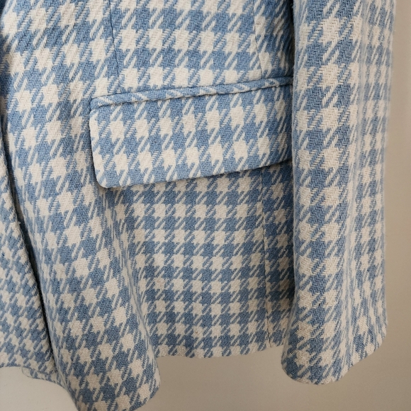 Zara | Double Breasted Houndstooth Blue & White Blazer - Size XL - Picture 4 of 12